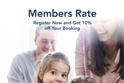 Members Rate - Register Now and Get 10% off Your Booking